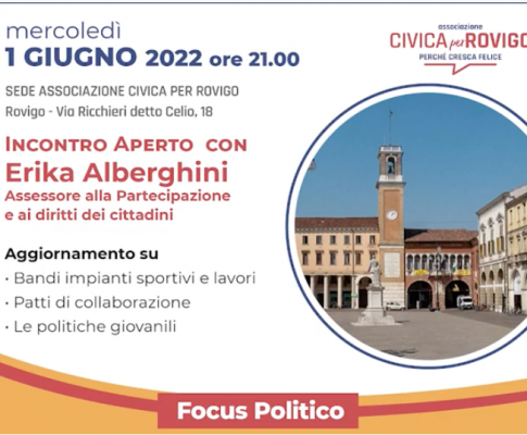 INCONTRO APERTO CON ERIKA ALBERGHINI, Assessora allo sport, associazionismo e partecipazione dei cittadini e dei giovani